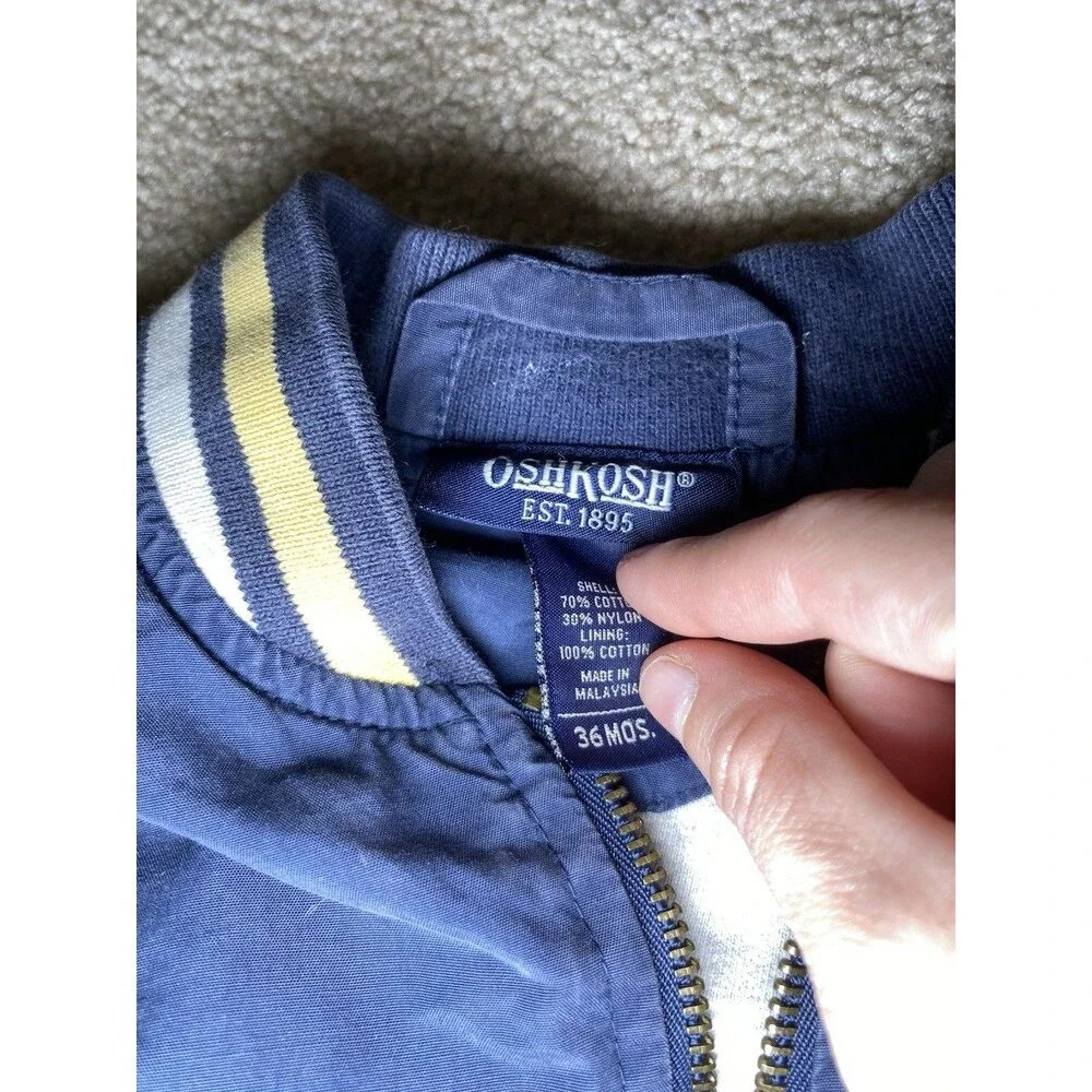 Vintage OshKosh B'gosh Navy Blue Baseball Bomber Jacket 36 Months